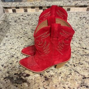 Free People for Jeffrey Campbell Red Suede Cowgirl Boots